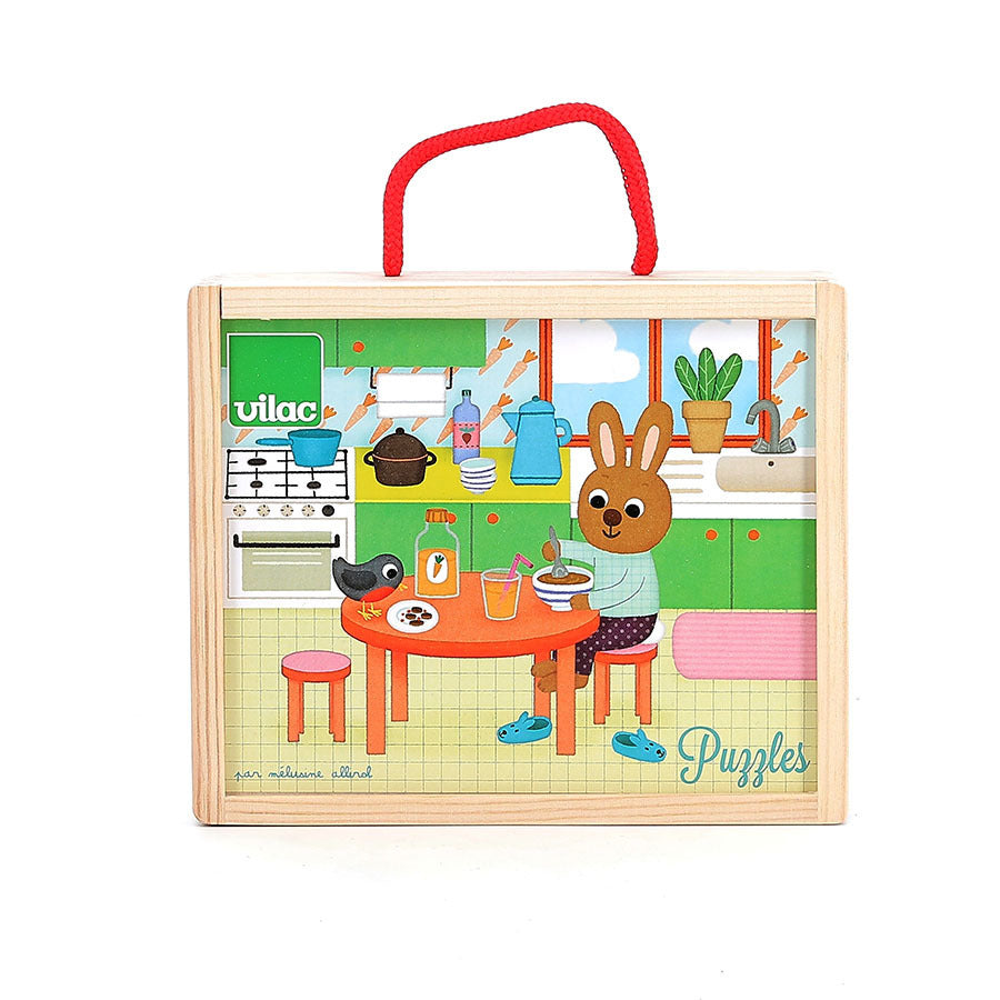 Coffret de 4 puzzles en bois, La maison