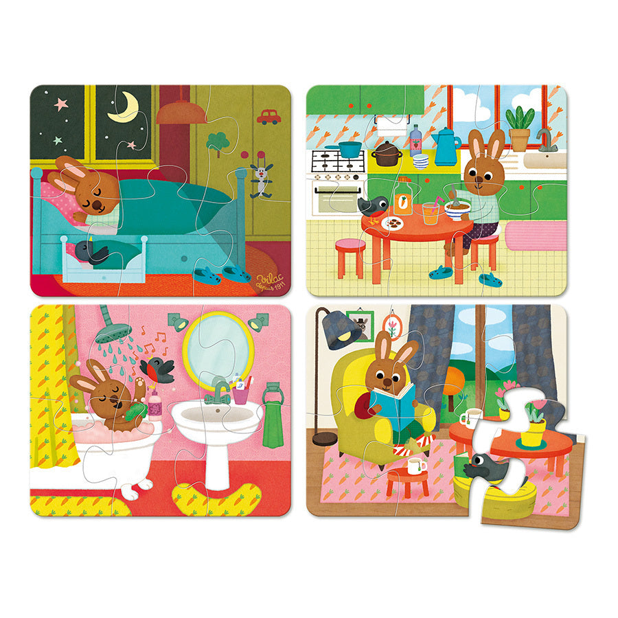 Coffret de 4 puzzles en bois, La maison
