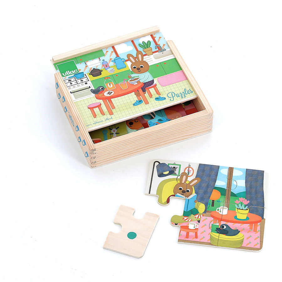 Coffret de 4 puzzles en bois, La maison
