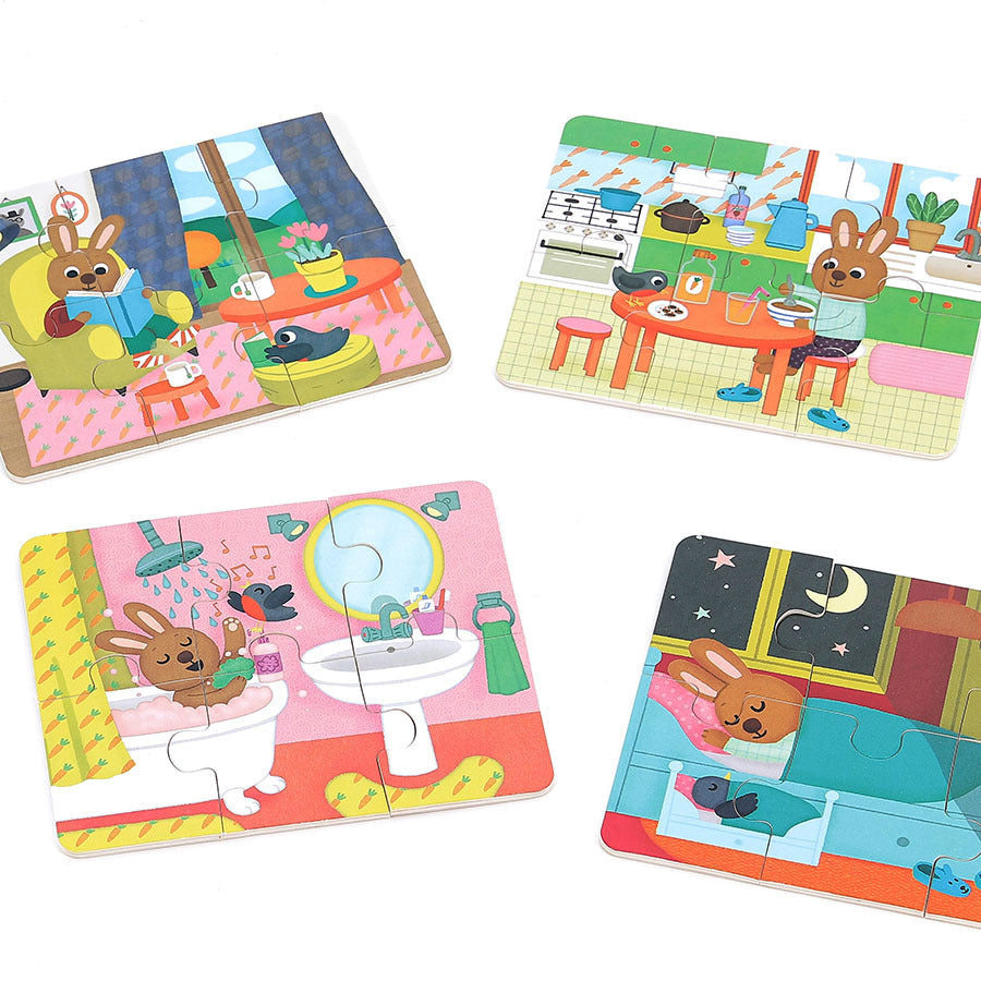 Coffret de 4 puzzles en bois, La maison