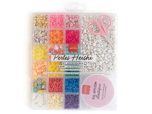 Boîte de 16 couleurs de perles heishi 6 mm - Pop