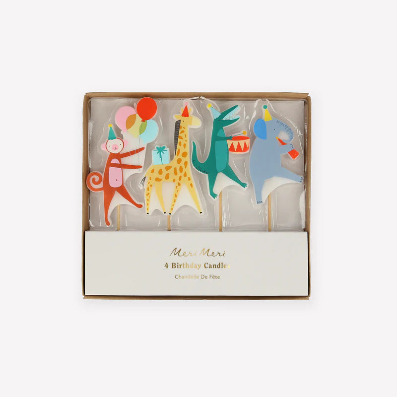 Assortiment de 4 bougies Parade des animaux - MERI MERI