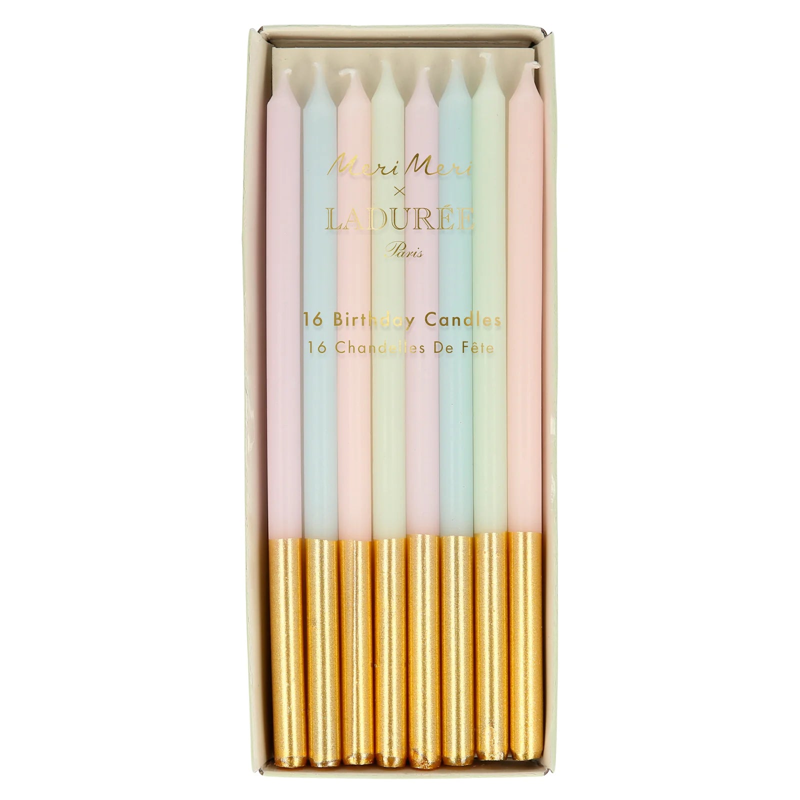 Bougies dorées Meri Meri x Ladurée
