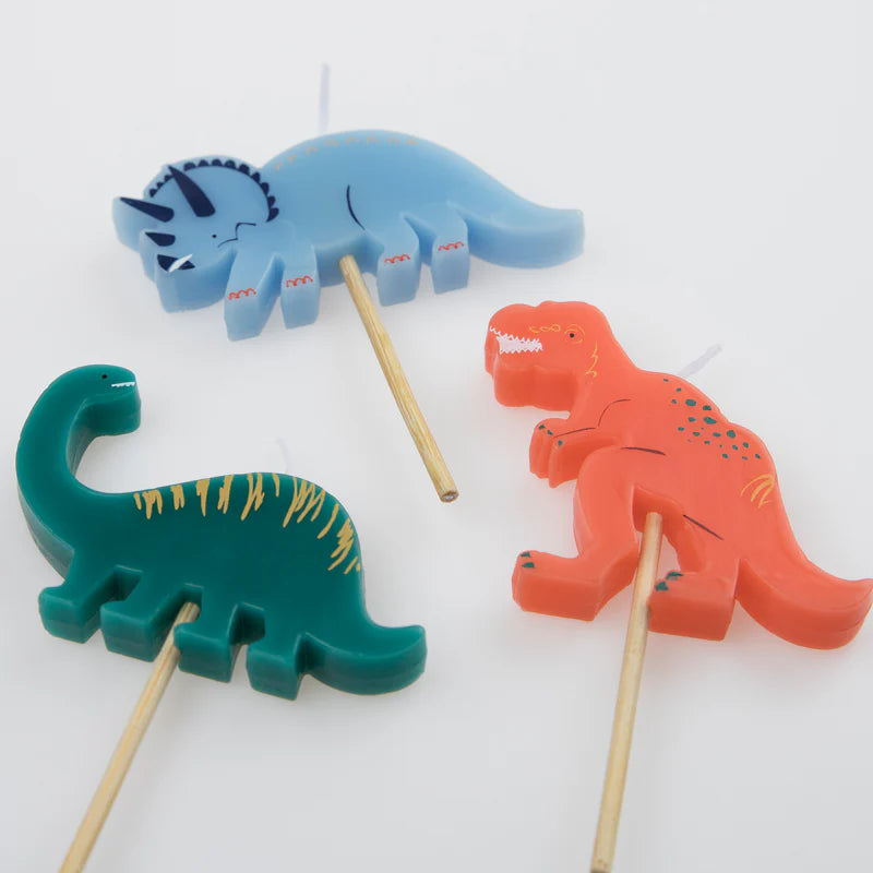 Assortiment de 5 bougies dinosaures - MERI MERI