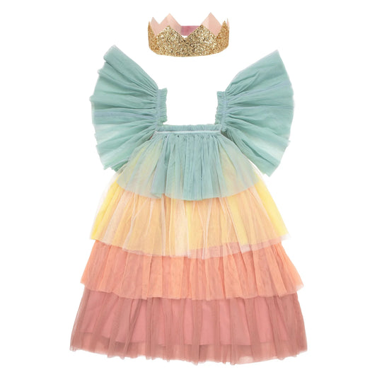 Robe de princesse à volants arc-en-ciel