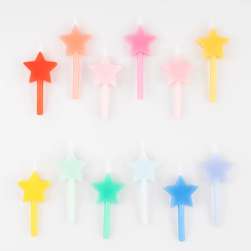 Assortiments de 12 bougies étoiles couleur arc en ciel - MERI MERI