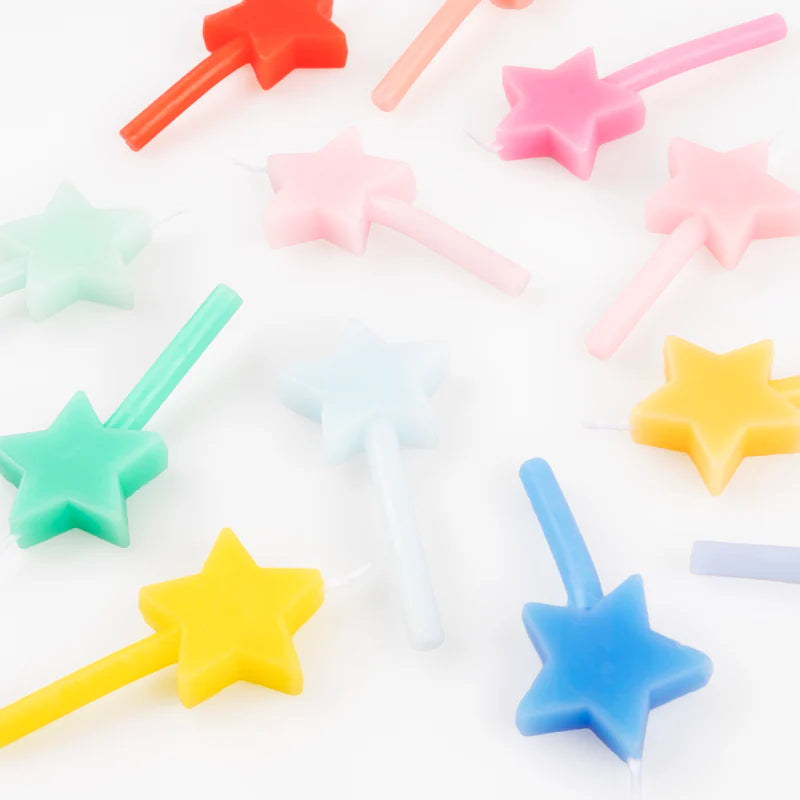 Assortiments de 12 bougies étoiles couleur arc en ciel - MERI MERI