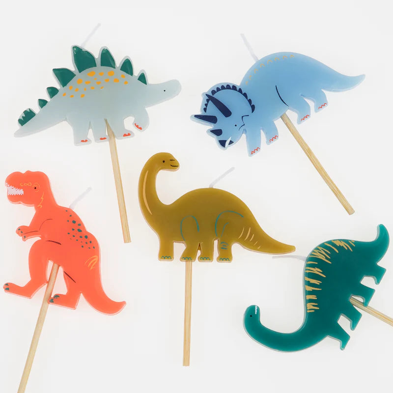 Assortiment de 5 bougies dinosaures - MERI MERI