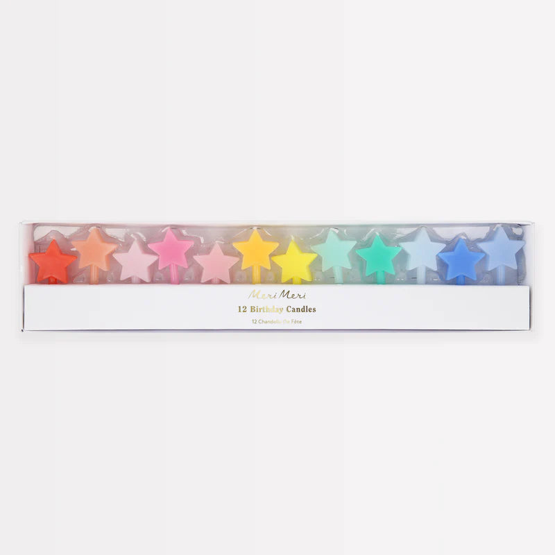 Assortiments de 12 bougies étoiles couleur arc en ciel - MERI MERI
