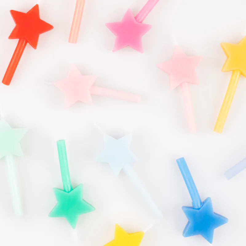 Assortiments de 12 bougies étoiles couleur arc en ciel - MERI MERI