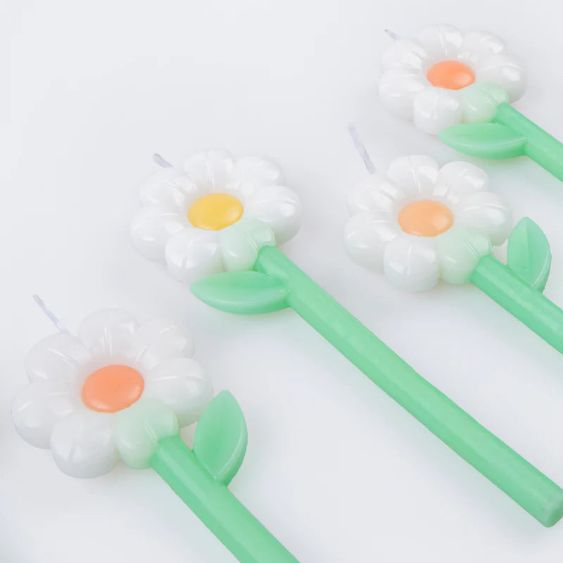Assortiment de 12 bougies marguerites arc en ciel - MERI MERI