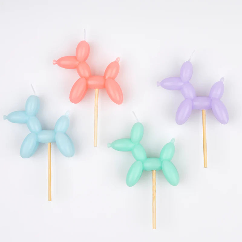 Assortiment de 4 bougies chiens en ballons - MERI MERI