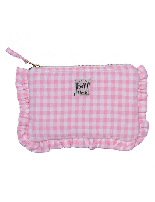 Lola : Pochette froufrou - vichy rose