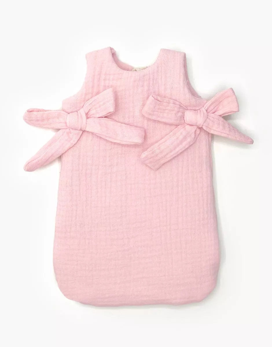 Turbulette poupée à noeuds en gaze de coton  fraise - MINIKANE