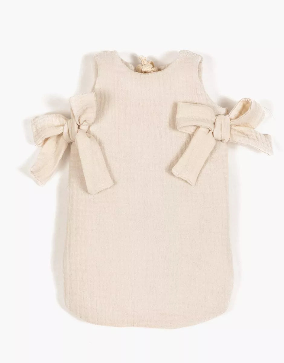 Turbulette poupée à noeuds en gaze de coton  mastic - MINIKANE