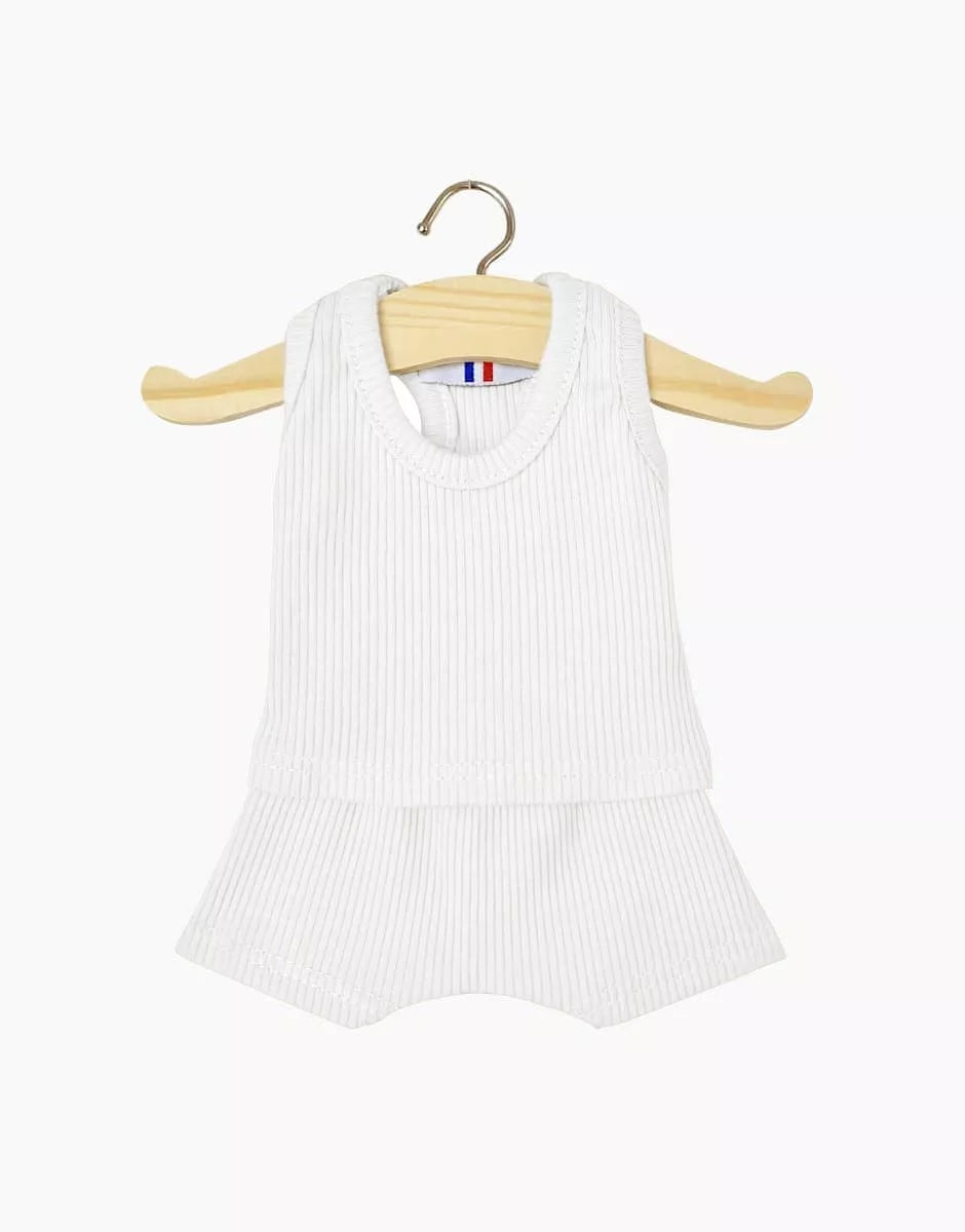 Les P’tits Basiques – Dessous garçon Marcel en maille côtelée blanc
