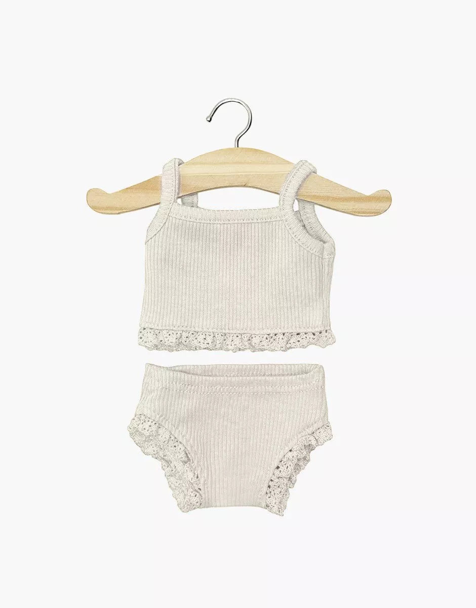 Dessous fille en maille côtelée lin et sa dentelle
