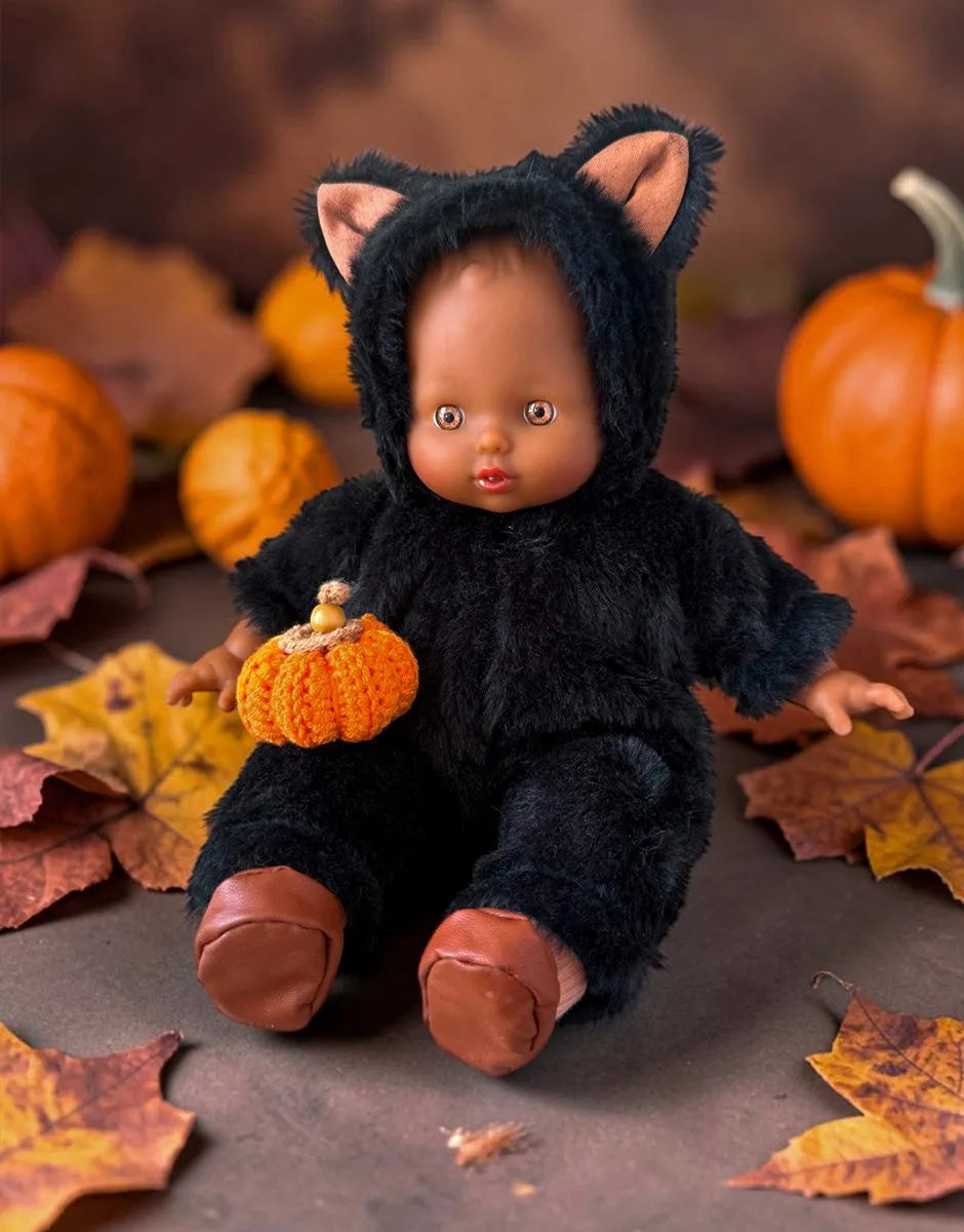 P’tits Déguiz’ Babies – Combinaison Halloween P’tit chat noir et sa citrouille en crochet