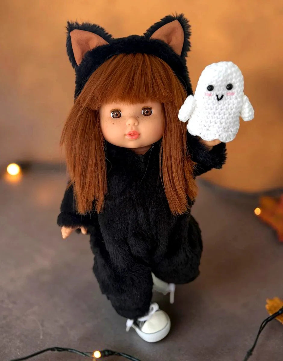 P’tits Déguiz’ – Combinaison Halloween P’tit chat noir et son fantôme en crochet