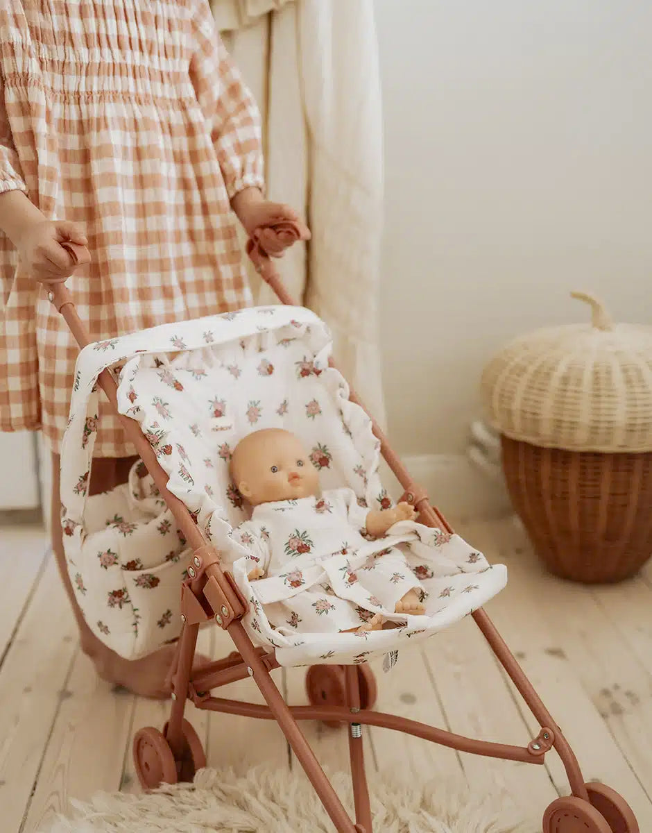 Assise poussette à volants de remplacement Minikane en gaze de coton Eugénia