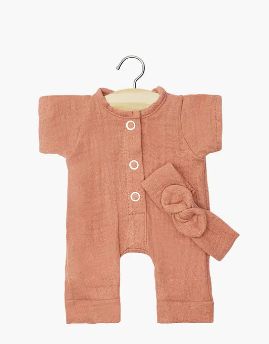 Babies – Combinaison Lili et son headband en gaze de coton marsala