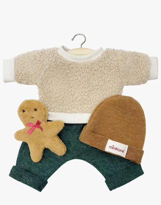 Babies - Ensemble 3 pièces « Bonhomme Pain d’épices » vert avec doudou