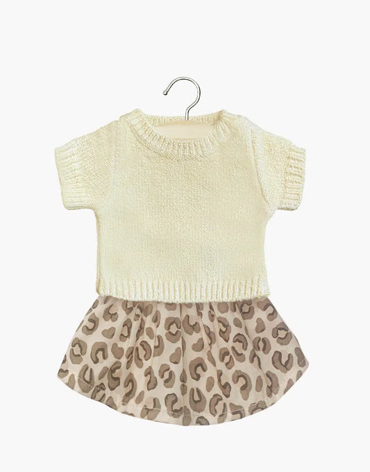 Ensemble pull Paula crème et jupe Réjane en coton Léo