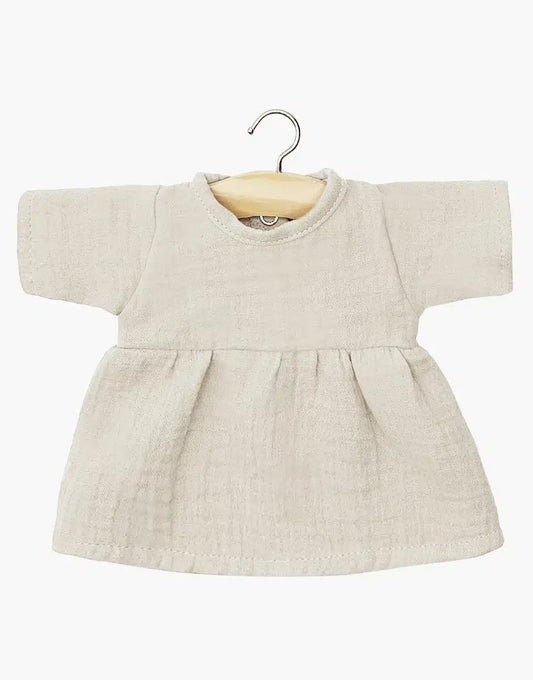 Robe Faustine à manches longues en gaze de coton Light Beige