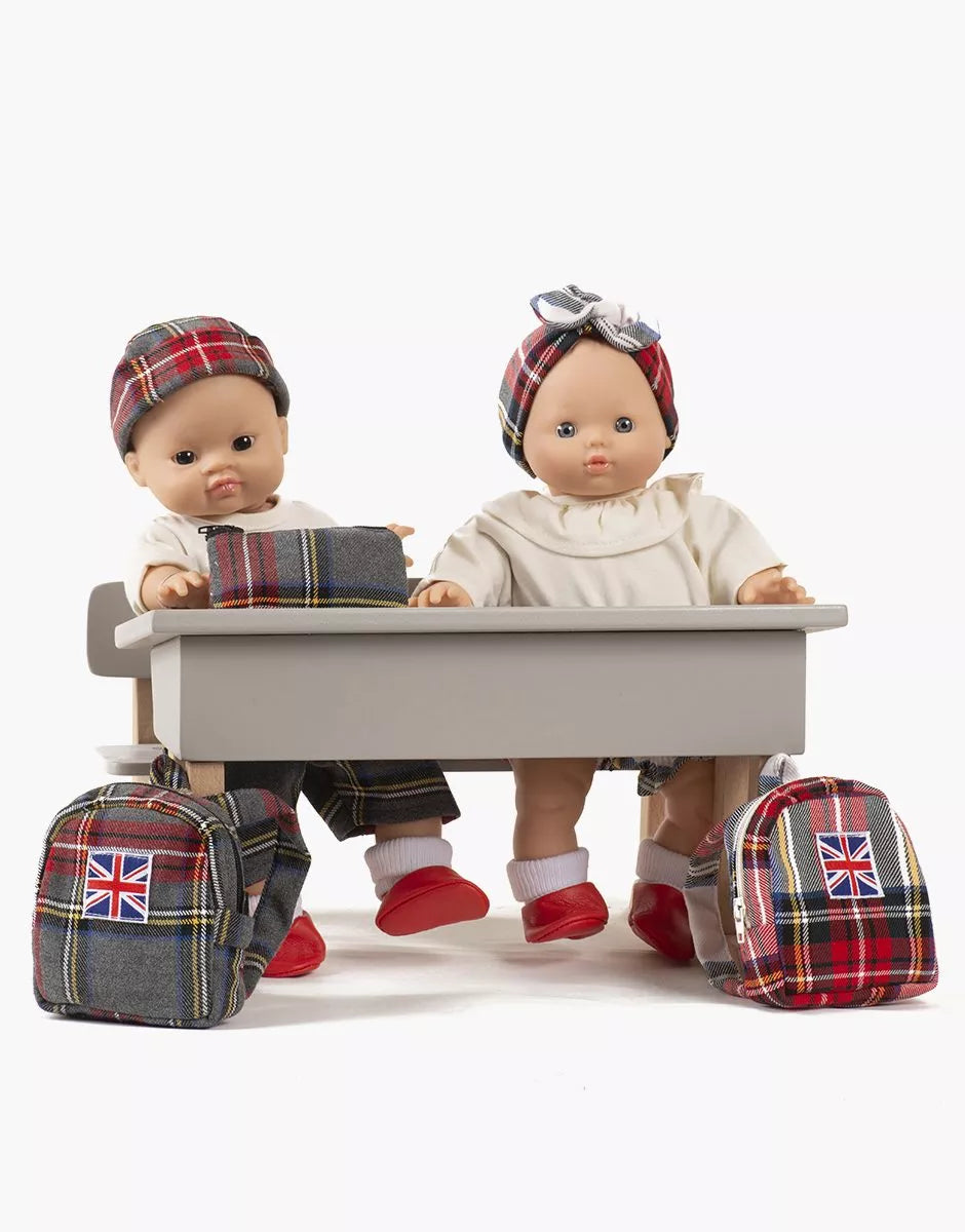 Babies – Ensemble garçon avec pantalon et bonnet à carreaux Tartan gris