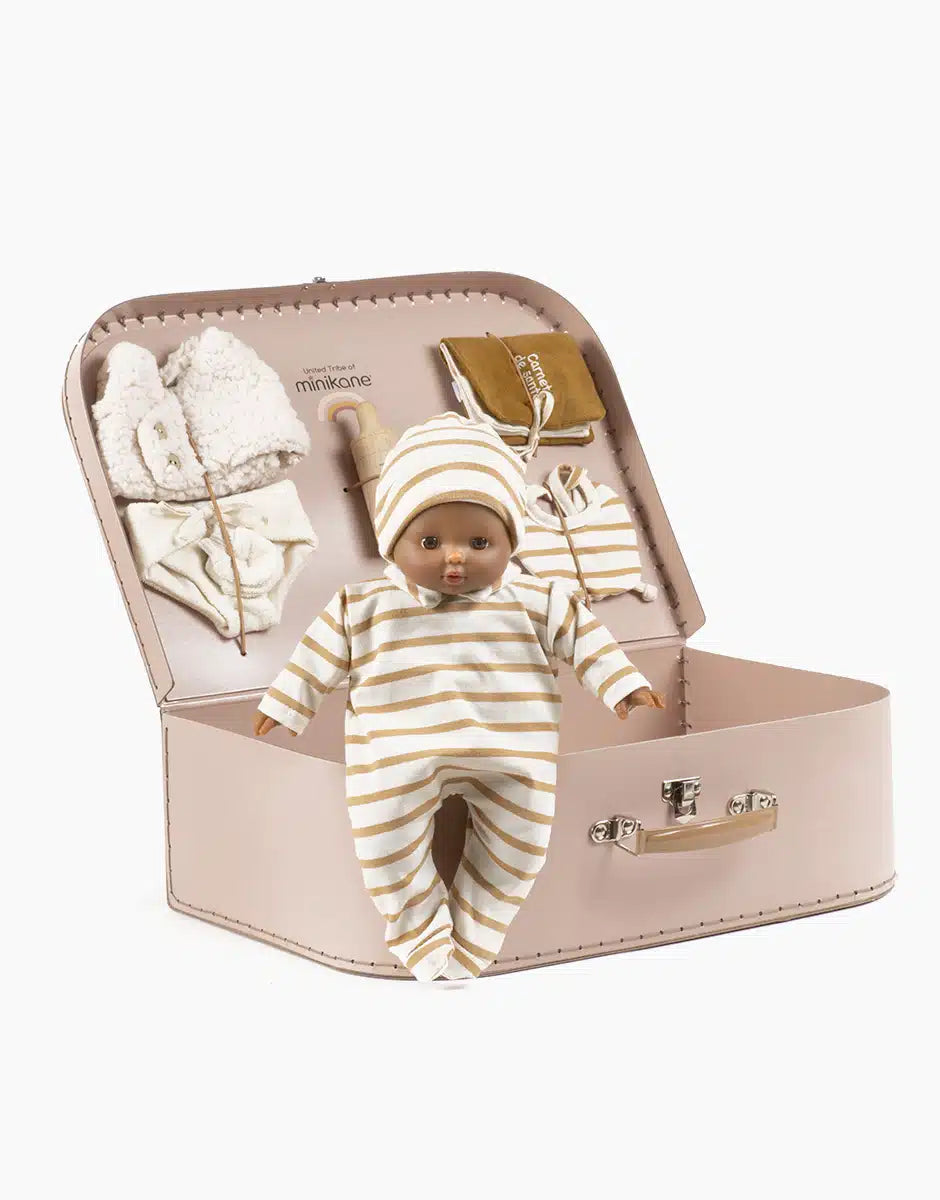 Ma Valise d’antan “Kit de Naissance” mixte Stripes cassonade - Babies au choix