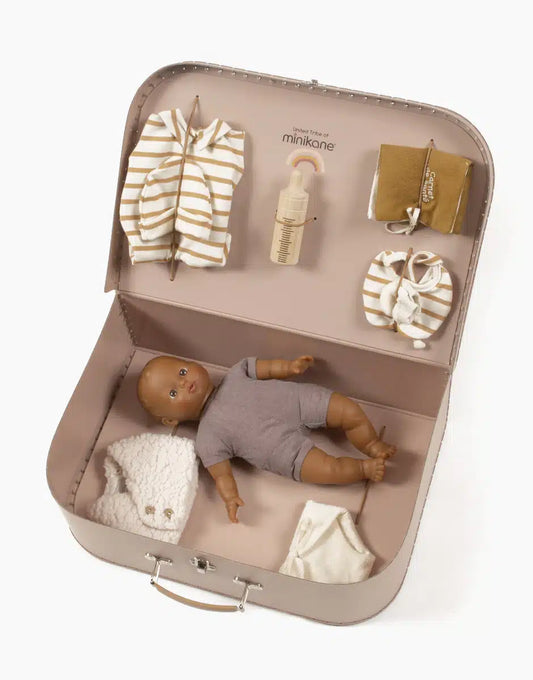 Ma Valise d’antan “Kit de Naissance” mixte Stripes cassonade - Babies au choix