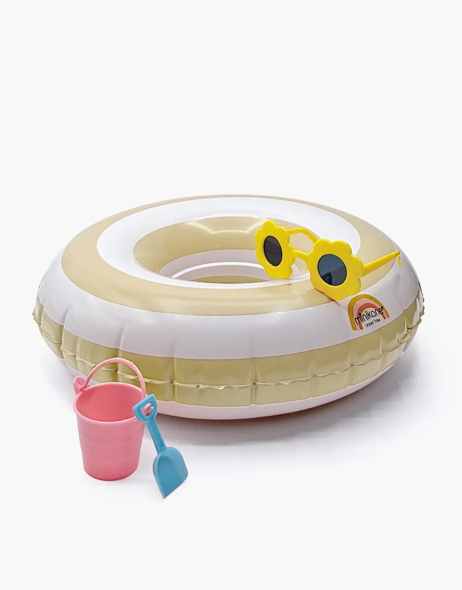 Lot accessoires de plage Mini Panchas  avec bouée rayée jaune