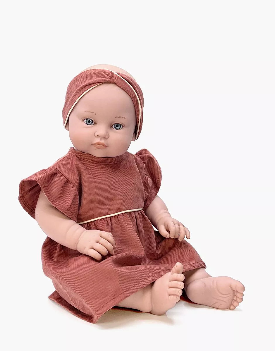Bambinis – Robe Daisy et son headband croisé en milleraies marsala