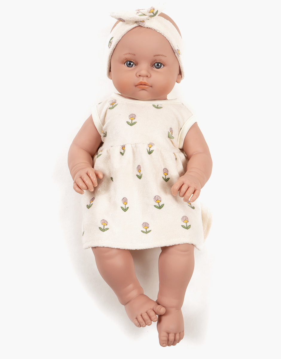 Bambinis – Robe Faustine sans manches et son headband en éponge Fleurs douces Emile & Ida