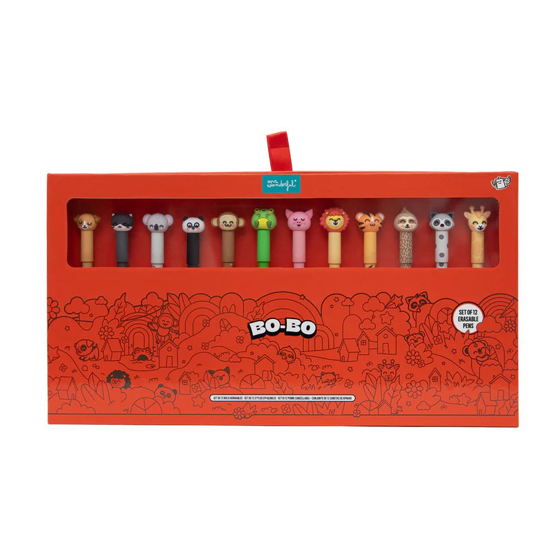 Set de 12 stylos effaçables Bo-Bo - Animaux
