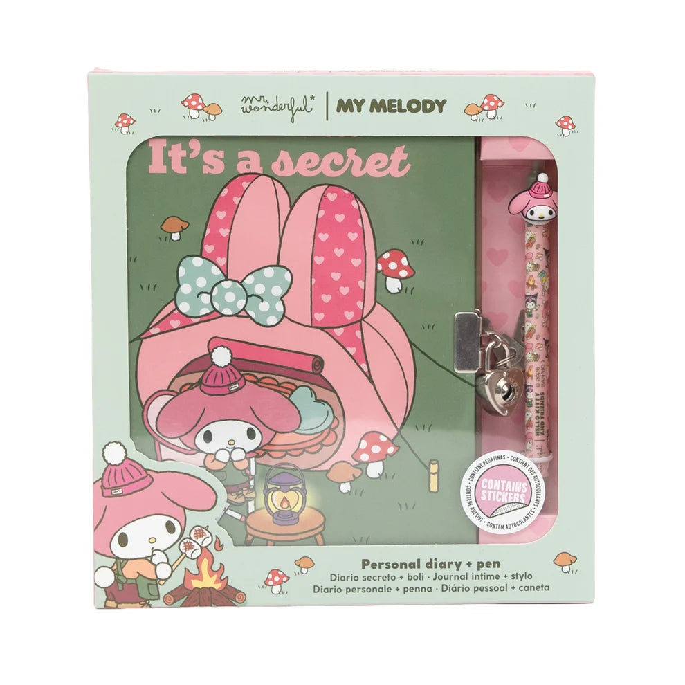 Journal intime + stylo effaçable My Melody Hello Kitty - Shhh... It's a secret