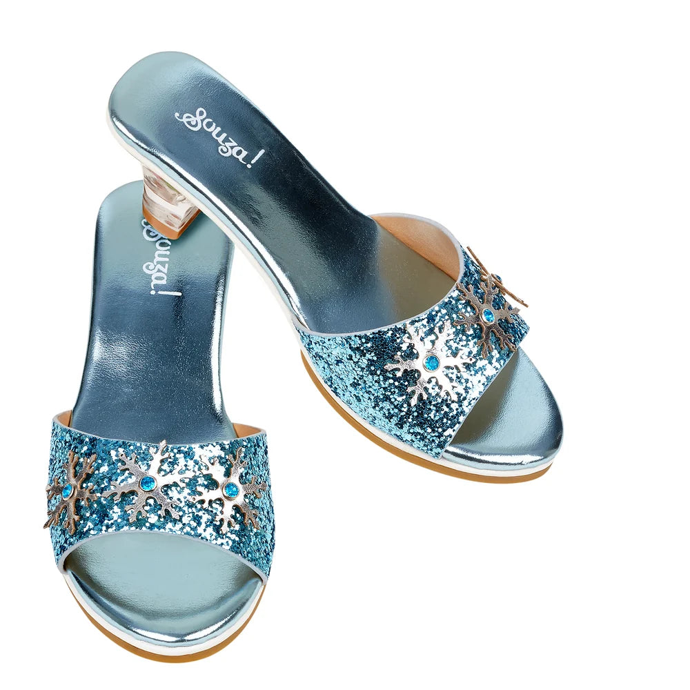 Mule à talon haut, bleu clair métallique - 27/28
