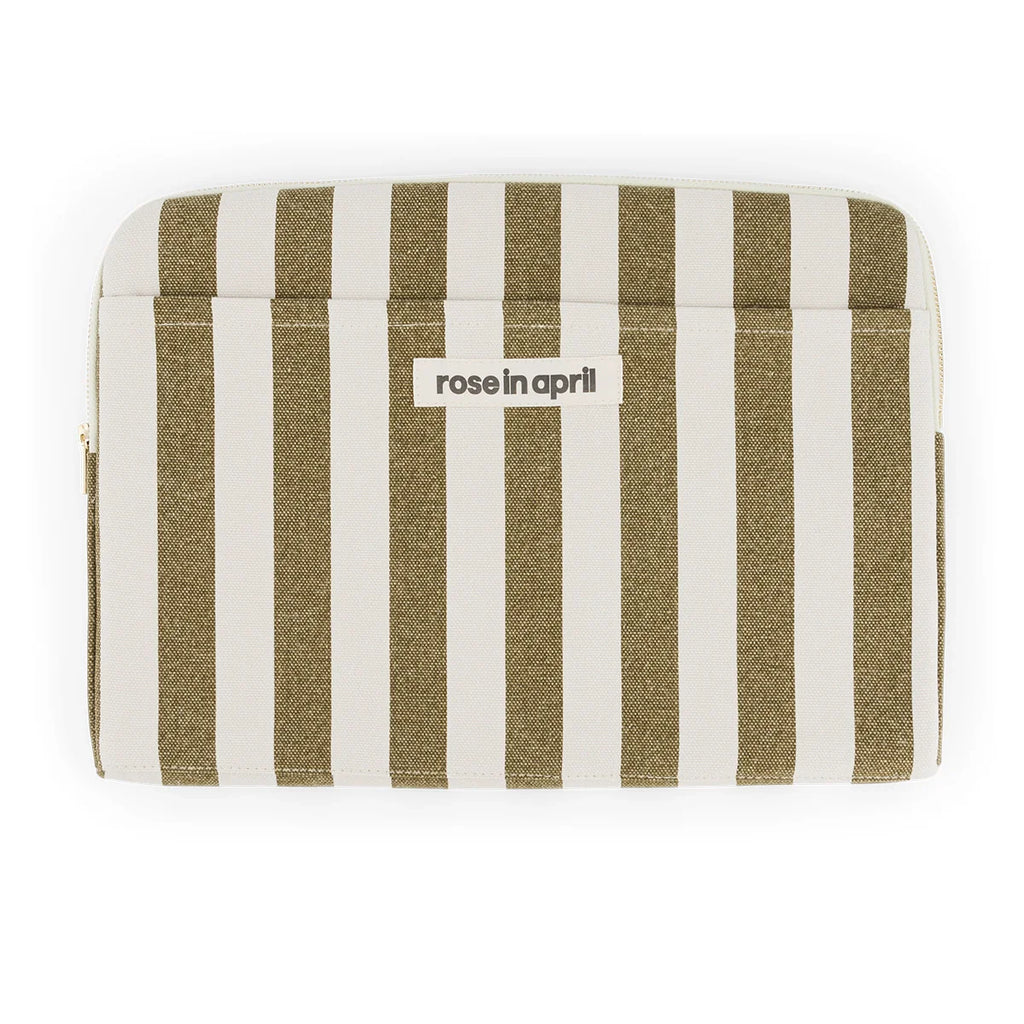 Housse d'ordinateur Octave  Rayures Olive / Greige