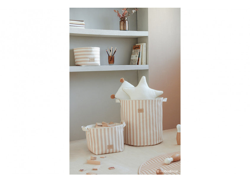 Panier à jouets Little Django • taupe stripes natural