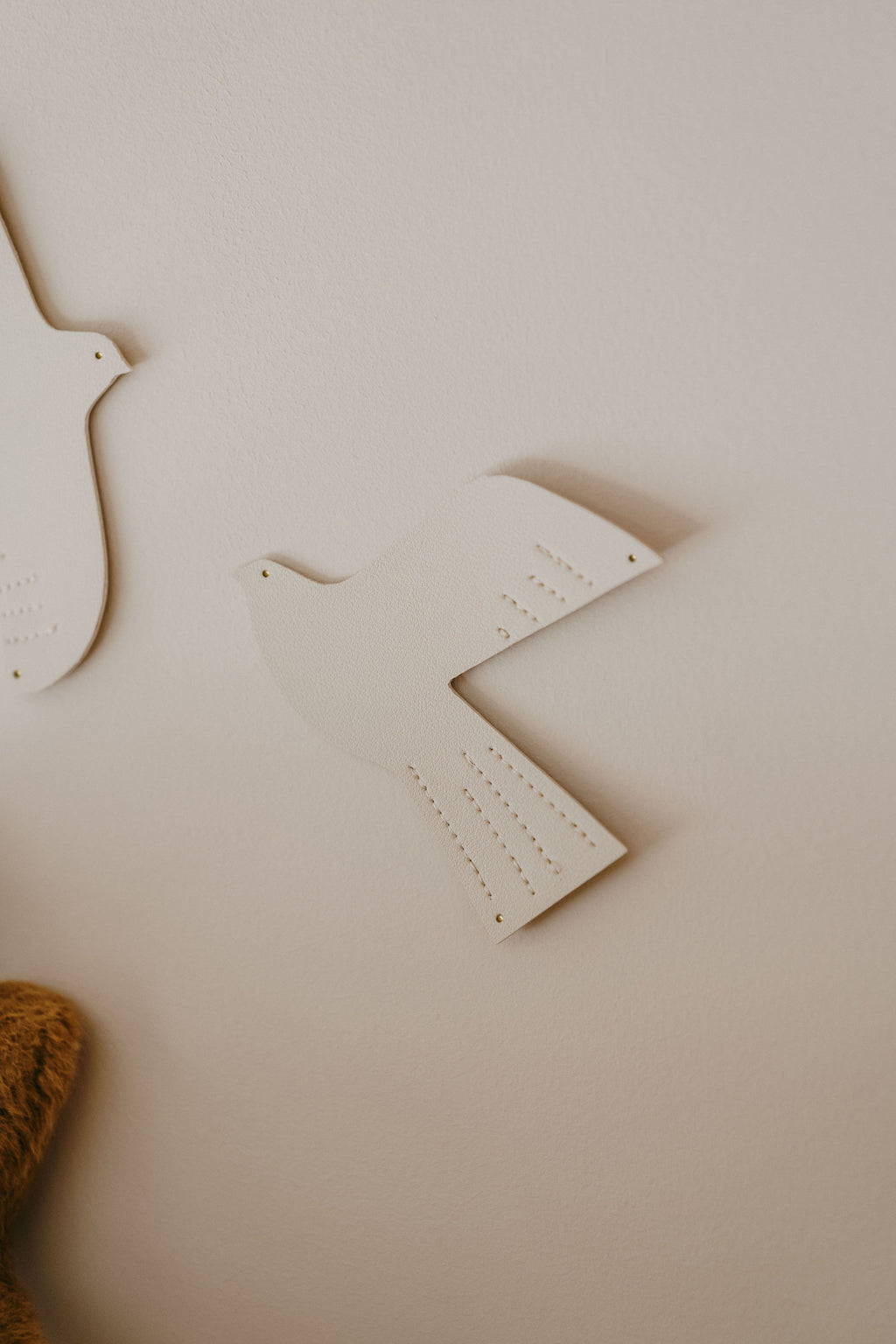 Oiseau en cuir - taille S - Beige