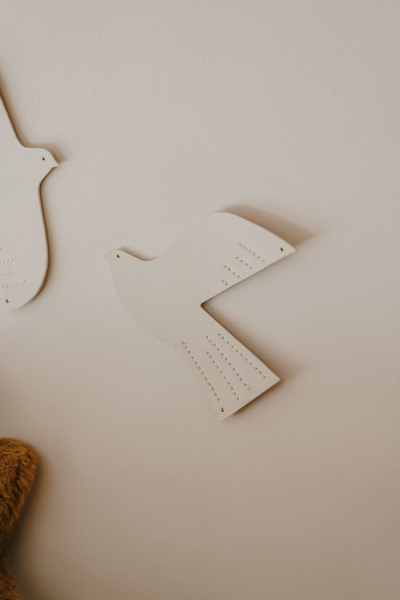Oiseau en cuir - taille S - Beige