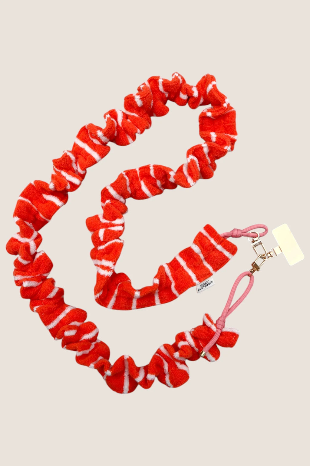 Cordon téléphone à froufrous éponge rayure orange – Maison PoumPoum