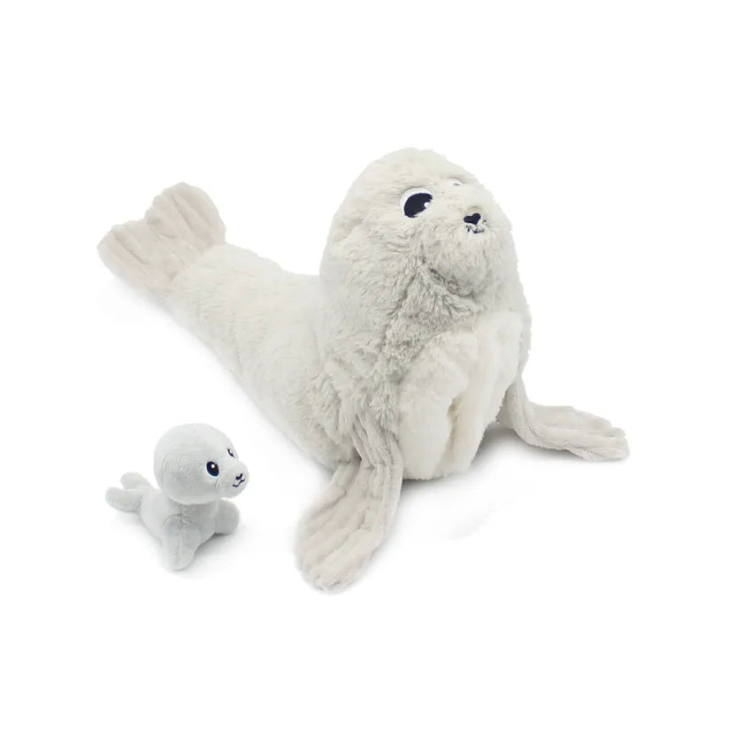 LES PTIPOTOS - PELUCHE PLOUFOU L'OTARIE MAMAN & BEBE - 35CM