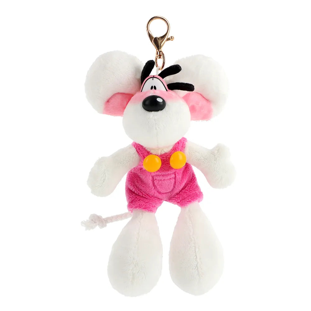 Porte-clés peluche Diddl en salopette Rose 15cm