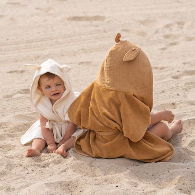 Peignoir de bain en bambou et gaze de coton Biscuit