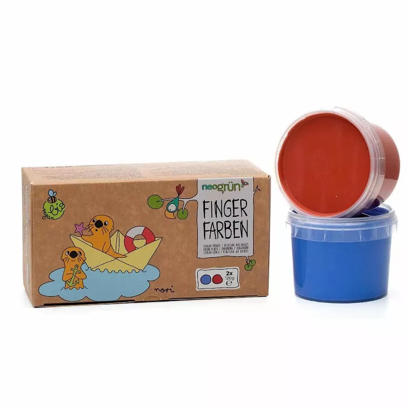 Coffret 2 pots peinture bleu + rouge