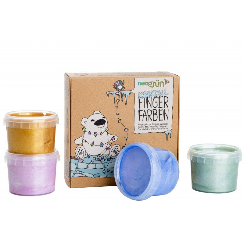 Coffret 4 pots peinture aux doigts naturelle & vegan Cristal "Mika"