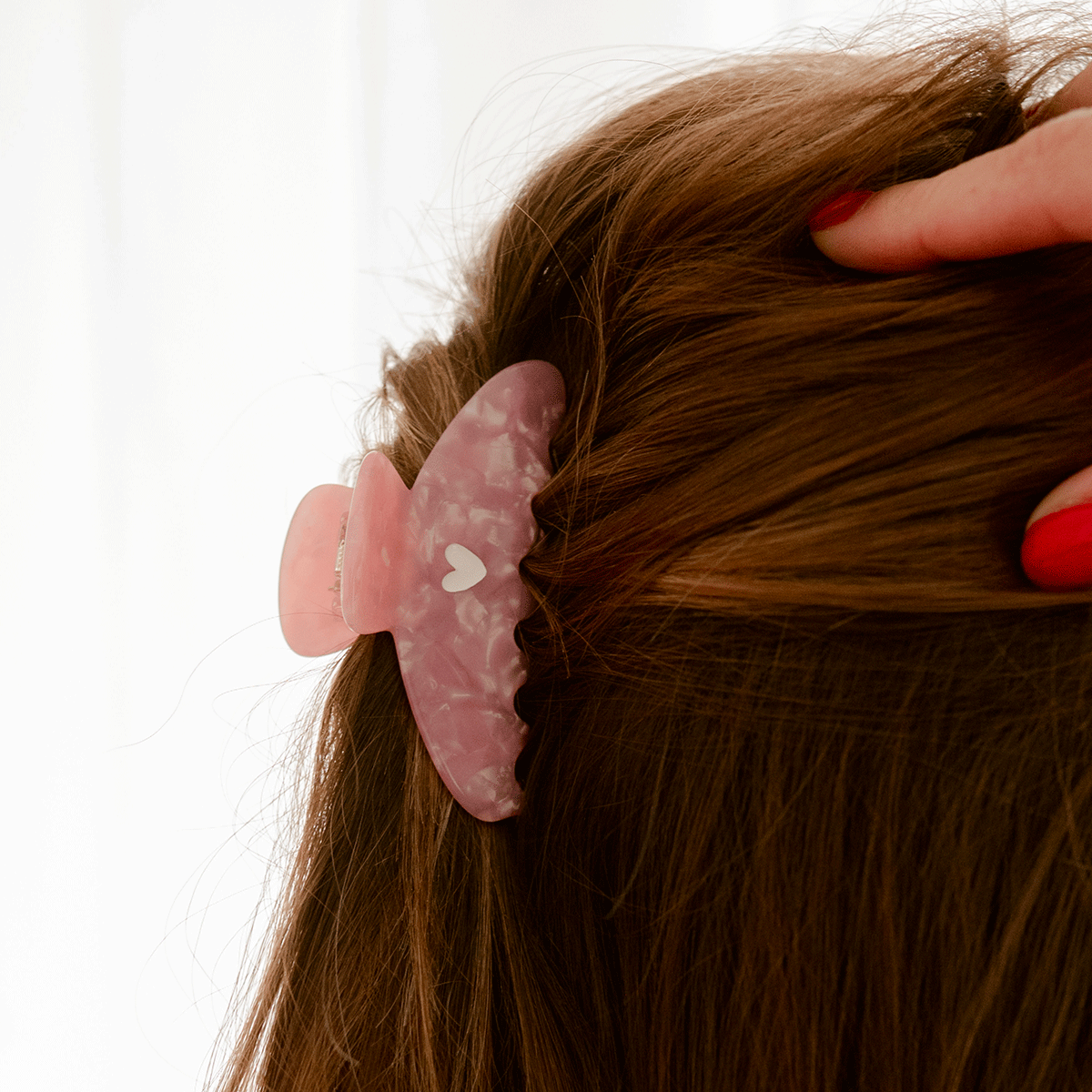 Pince à cheveux - grande - ♡ - rose