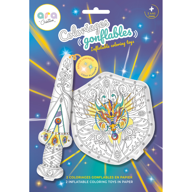 Coloriage gonflable - Bouclier et épée lumineuse
