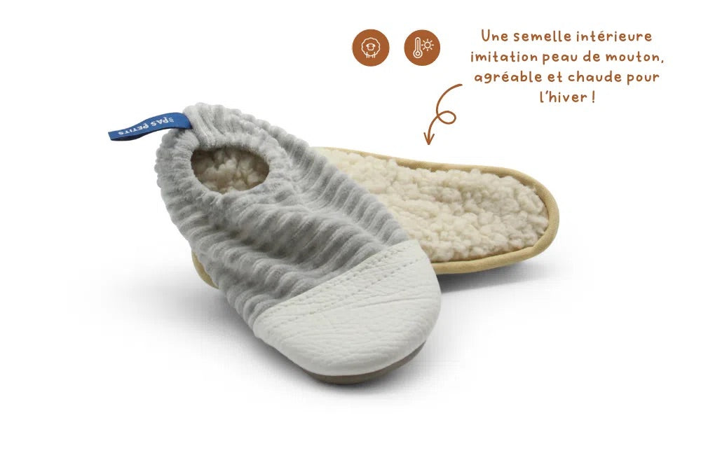 Chaussons Les Petits Velours Gris Chiné